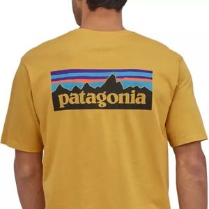 Patagonia P6 shirt in Mountain yellow. Xl.